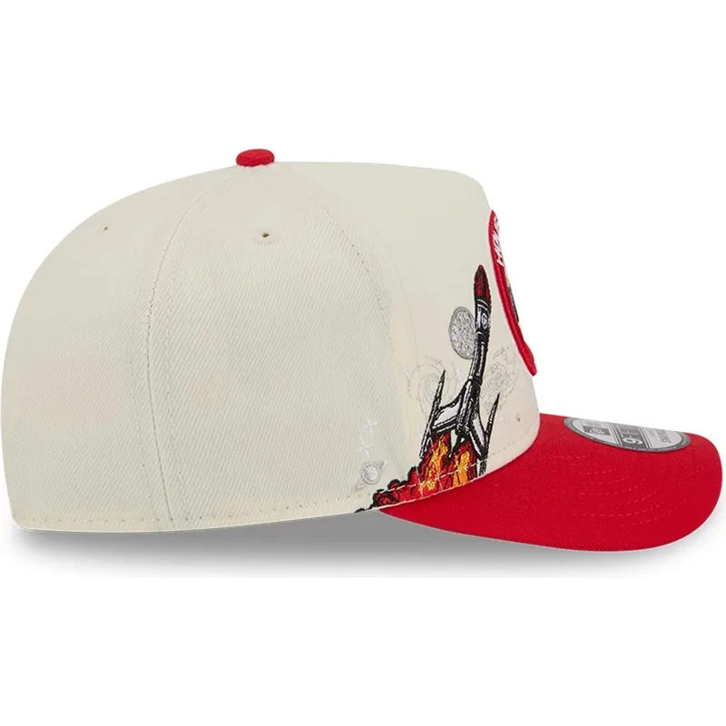 petten-gebogen-rood-snapback-9fifty-a-frame-precurved-hardwood-classics-van-houston-rockets-nba-van-new-era