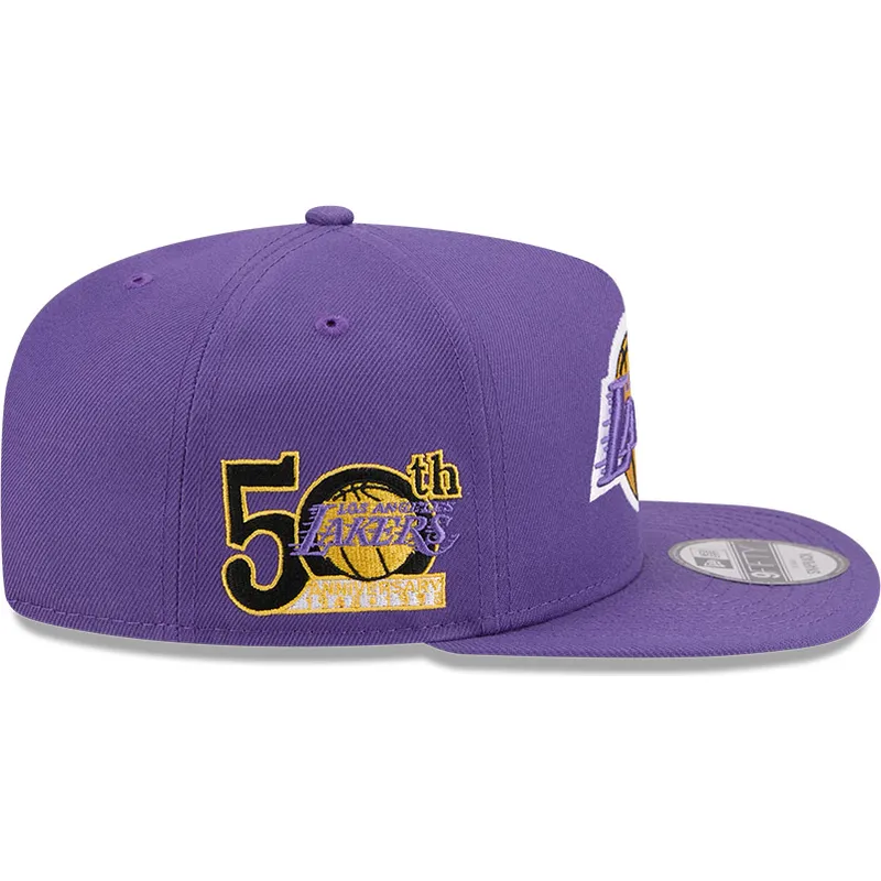 petten-plat-paars-snapback-9fifty-a-frame-hardwood-classics-van-los-angeles-lakers-nba-van-new-era