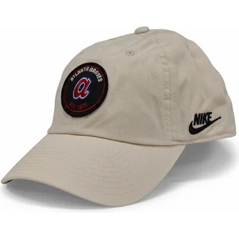 Petten gebogen beige verstelbaar Club Unstructured Organic Cotton van Atlanta Braves MLB van Nike