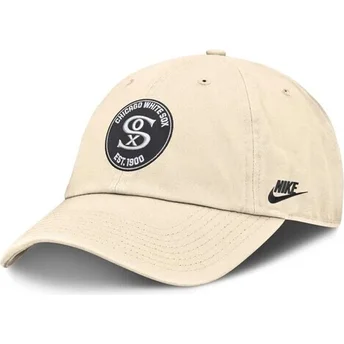 Petten gebogen beige verstelbaar Club Unstructured Organic Cotton van Chicago White Sox MLB van Nike