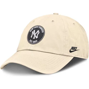 Petten gebogen beige verstelbaar Club Unstructured Organic Cotton van New York Yankees MLB van Nike