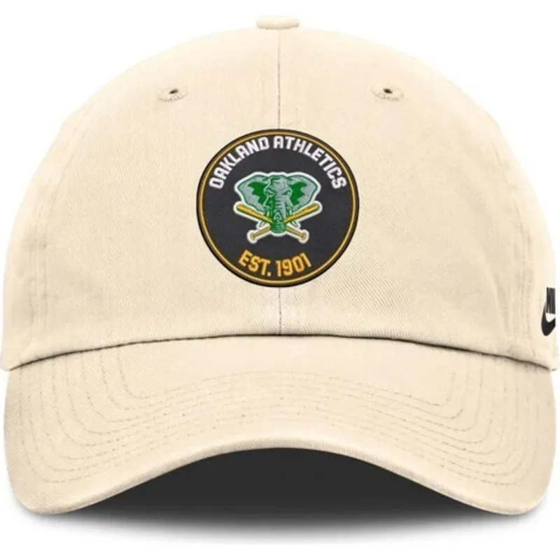petten-gebogen-beige-verstelbaar-club-unstructured-organic-cotton-van-oakland-athletics-mlb-van-nike