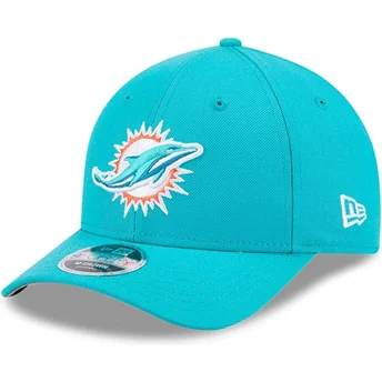 Petten gebogen blauw snapback 9FORTY M-Crown Team van Miami Dolphins NFL van New Era