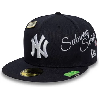 Petten plat marineblauw fitted 59FIFTY Subway Series van New York Yankees MLB van New Era