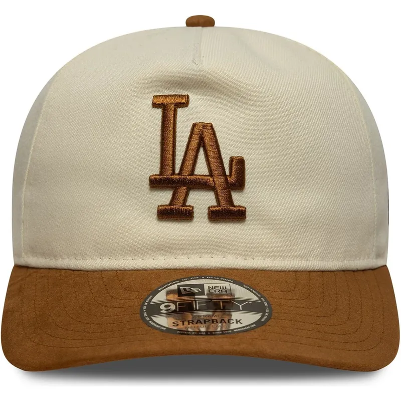 petten-gebogen-bruin-verstelbaar-9fifty-a-frame-suede-visor-van-los-angeles-dodgers-mlb-van-new-era