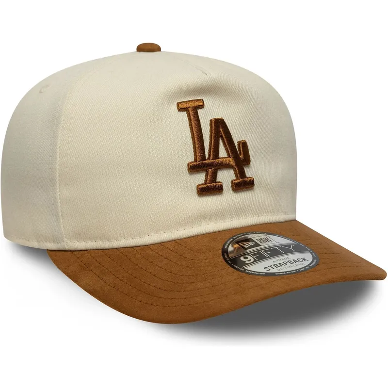 petten-gebogen-bruin-verstelbaar-9fifty-a-frame-suede-visor-van-los-angeles-dodgers-mlb-van-new-era