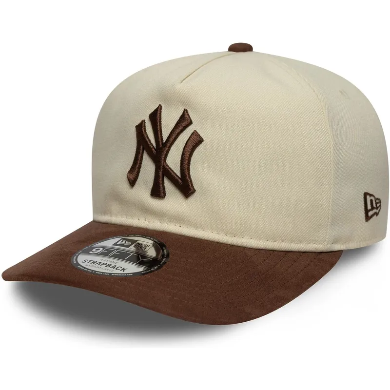 petten-gebogen-bruin-verstelbaar-9fifty-a-frame-suede-visor-van-new-york-yankees-mlb-van-new-era