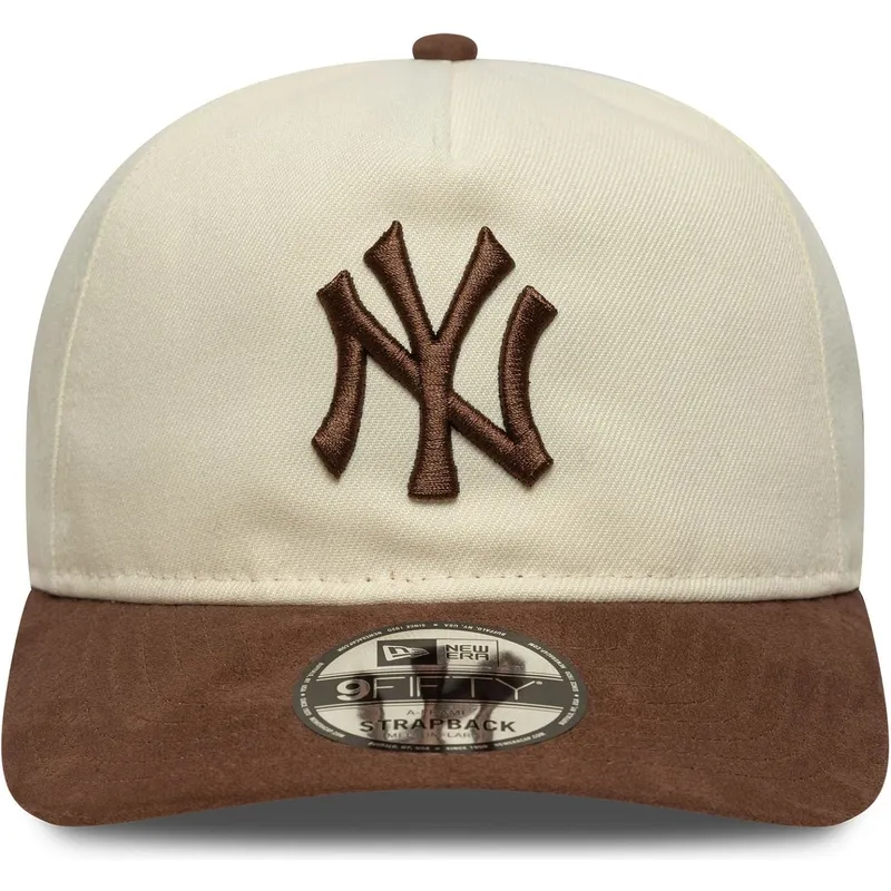 petten-gebogen-bruin-verstelbaar-9fifty-a-frame-suede-visor-van-new-york-yankees-mlb-van-new-era