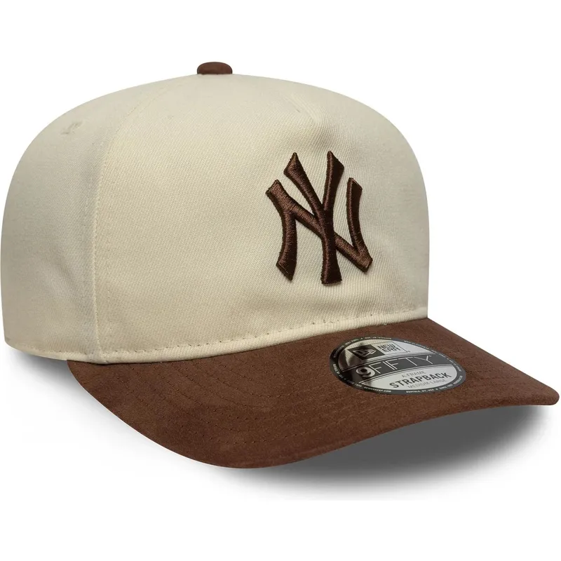 petten-gebogen-bruin-verstelbaar-9fifty-a-frame-suede-visor-van-new-york-yankees-mlb-van-new-era