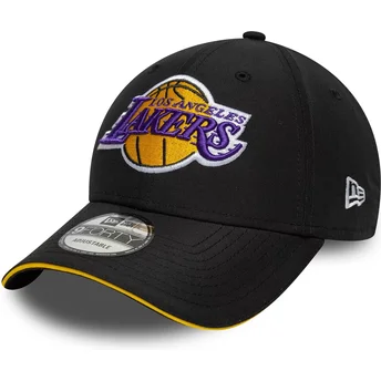 Petten gebogen zwart verstelbaar 9FORTY Microfibre van Los Angeles Lakers NBA van New Era