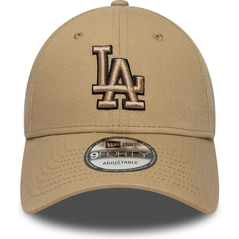 petten-gebogen-bruin-verstelbaar-9forty-outline-van-los-angeles-dodgers-mlb-van-new-era
