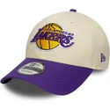 petten-gebogen-beige-verstelbaar-9forty-colour-block-van-los-angeles-lakers-nba-van-new-era