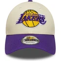 petten-gebogen-beige-verstelbaar-9forty-colour-block-van-los-angeles-lakers-nba-van-new-era