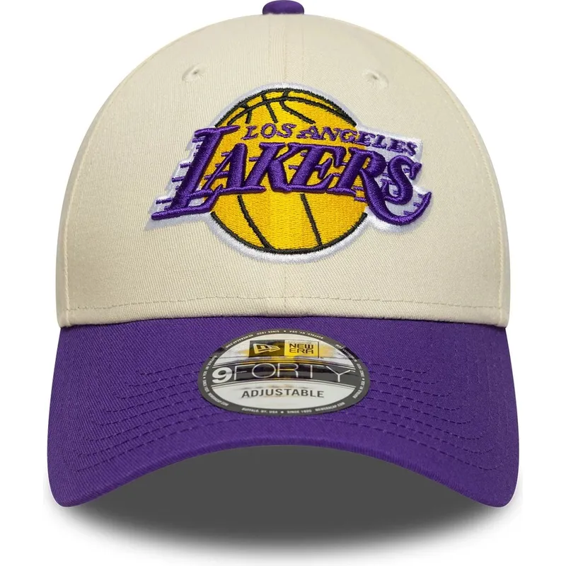 petten-gebogen-beige-verstelbaar-9forty-colour-block-van-los-angeles-lakers-nba-van-new-era