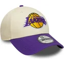 petten-gebogen-beige-verstelbaar-9forty-colour-block-van-los-angeles-lakers-nba-van-new-era