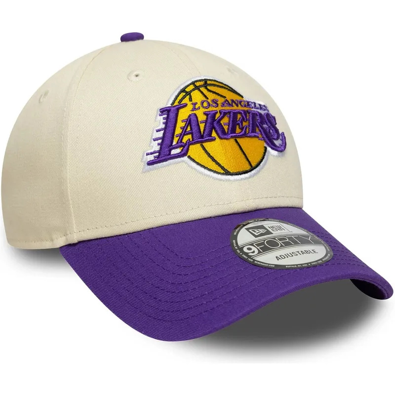 petten-gebogen-beige-verstelbaar-9forty-colour-block-van-los-angeles-lakers-nba-van-new-era