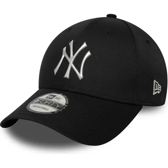 Petten gebogen zwart snapback 9FORTY Metallic van New York Yankees MLB van New Era