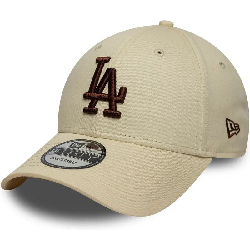 petten-gebogen-beige-verstelbaar-9forty-league-essential-van-los-angeles-dodgers-mlb-van-new-era