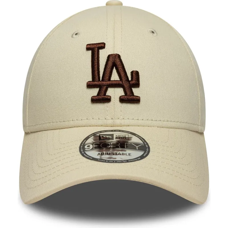 petten-gebogen-beige-verstelbaar-9forty-league-essential-van-los-angeles-dodgers-mlb-van-new-era