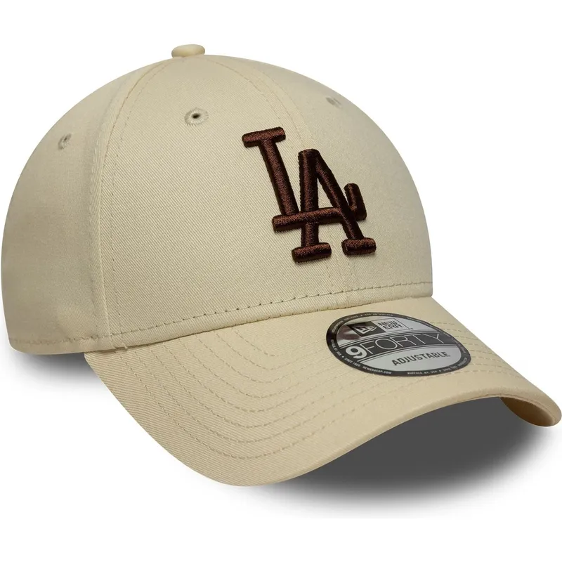 petten-gebogen-beige-verstelbaar-9forty-league-essential-van-los-angeles-dodgers-mlb-van-new-era