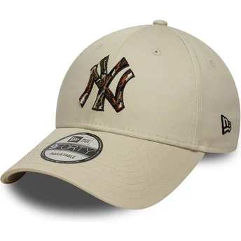 Petten gebogen beige verstelbaar 9FORTY Camo Infill van New York Yankees MLB van New Era