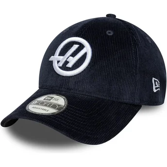 Petten gebogen marineblauw verstelbaar 9FORTY Cord van Haas F1 Team Formula 1 van New Era