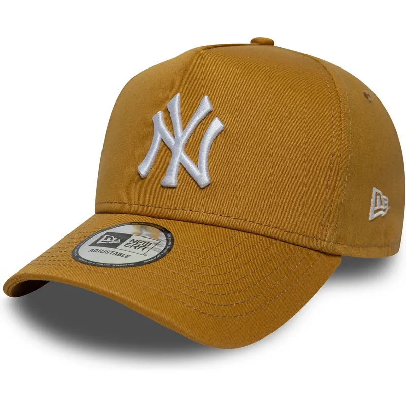 petten-gebogen-bruin-snapback-9forty-e-frame-league-essential-van-new-york-yankees-mlb-van-new-era