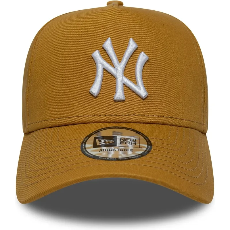petten-gebogen-bruin-snapback-9forty-e-frame-league-essential-van-new-york-yankees-mlb-van-new-era