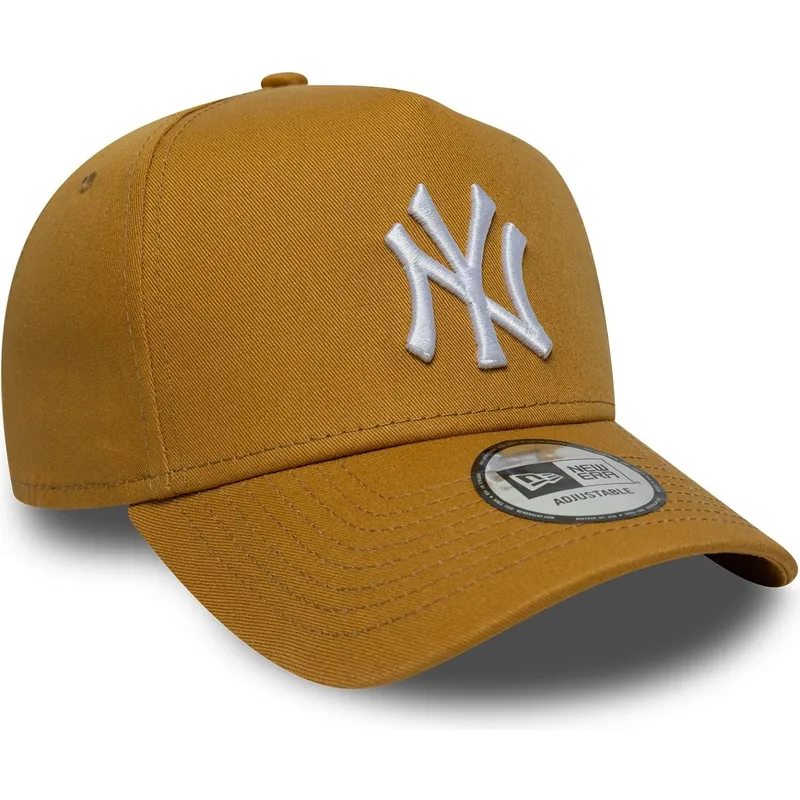 petten-gebogen-bruin-snapback-9forty-e-frame-league-essential-van-new-york-yankees-mlb-van-new-era