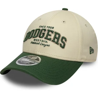 Petten gebogen beige verstelbaar 9FORTY M-Crown Wordmark van Los Angeles Dodgers MLB van New Era