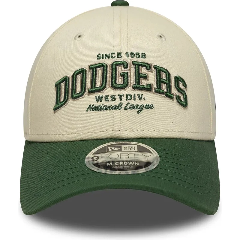 petten-gebogen-beige-verstelbaar-9forty-m-crown-wordmark-van-los-angeles-dodgers-mlb-van-new-era