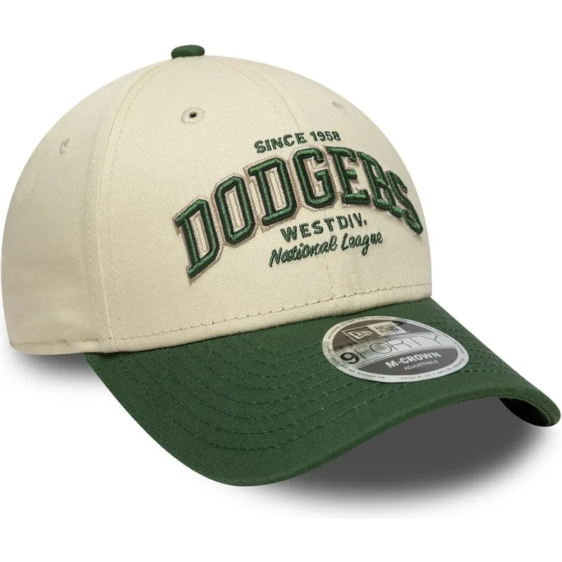 petten-gebogen-beige-verstelbaar-9forty-m-crown-wordmark-van-los-angeles-dodgers-mlb-van-new-era