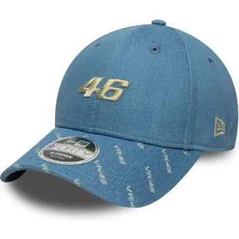 Petten gebogen blauw snapback 9FORTY M-Crown Denim van Valentino Rossi VR46 MotoGP van New Era