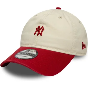 Petten gebogen beige verstelbaar 9TWENTY Mini Washed van New York Yankees MLB van New Era