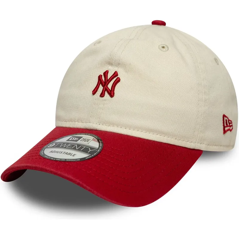 petten-gebogen-beige-verstelbaar-9twenty-mini-washed-van-new-york-yankees-mlb-van-new-era