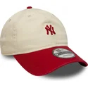 petten-gebogen-beige-verstelbaar-9twenty-mini-washed-van-new-york-yankees-mlb-van-new-era