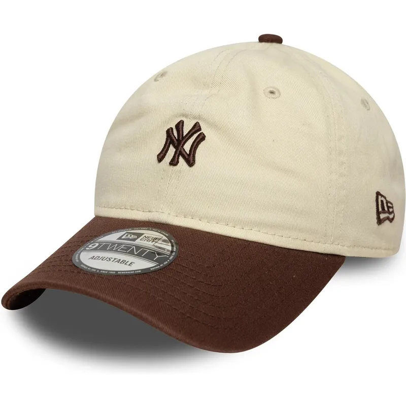petten-gebogen-beige-verstelbaar-9twenty-mini-washed-van-new-york-yankees-mlb-van-new-era