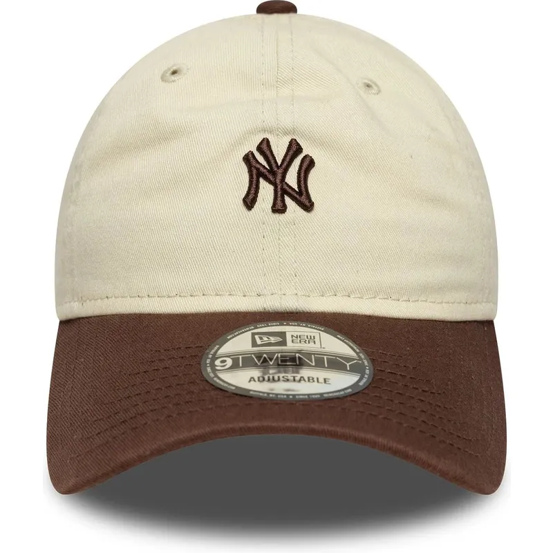 petten-gebogen-beige-verstelbaar-9twenty-mini-washed-van-new-york-yankees-mlb-van-new-era