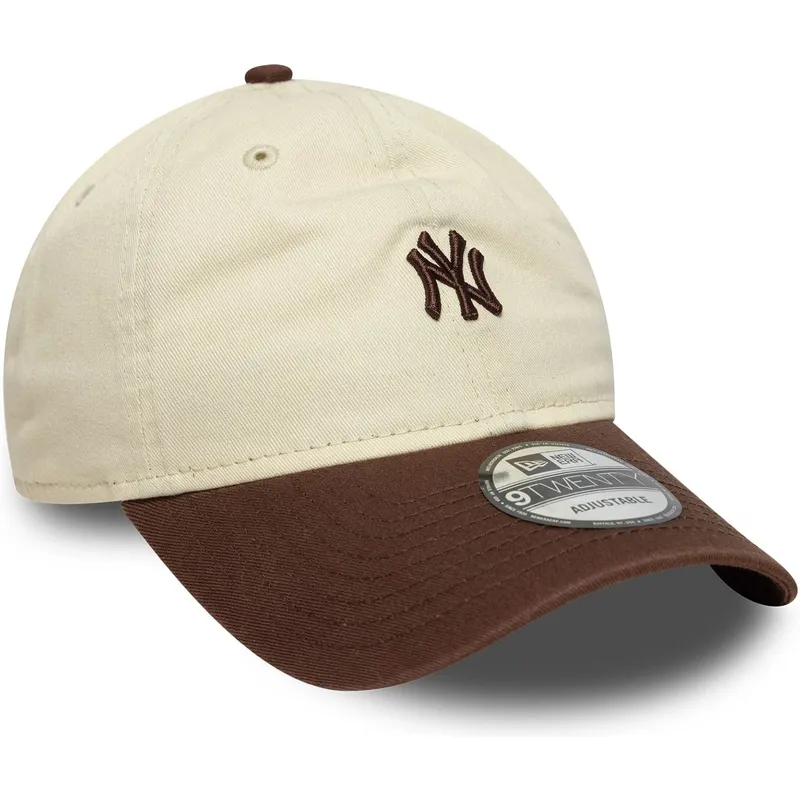 petten-gebogen-beige-verstelbaar-9twenty-mini-washed-van-new-york-yankees-mlb-van-new-era