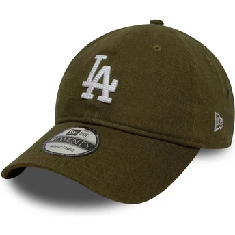 Petten gebogen groen verstelbaar 9TWENTY Linen van Los Angeles Dodgers MLB van New Era