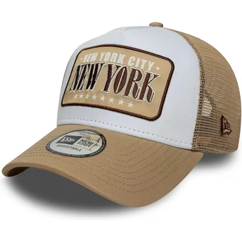 Petten gebogen bruin snapback A Frame Location van New York Steden en Stranden van New Era