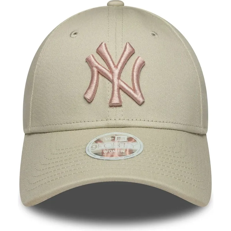 petten-gebogen-beige-verstelbaar-rosa-9forty-league-essential-van-new-york-yankees-mlb-van-new-era