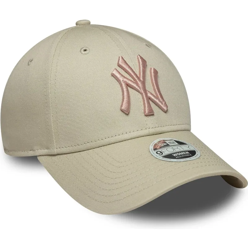 petten-gebogen-beige-verstelbaar-rosa-9forty-league-essential-van-new-york-yankees-mlb-van-new-era