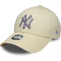 petten-gebogen-beige-verstelbaar-9forty-metallic-van-new-york-yankees-mlb-van-new-era