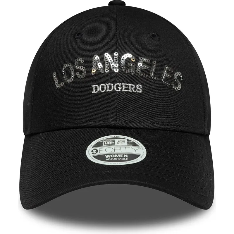 petten-gebogen-zwart-verstelbaar-9forty-sequin-wordmark-van-los-angeles-dodgers-mlb-van-new-era