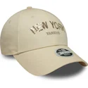 petten-gebogen-beige-verstelbaar-9forty-sequin-wordmark-van-new-york-yankees-mlb-van-new-era
