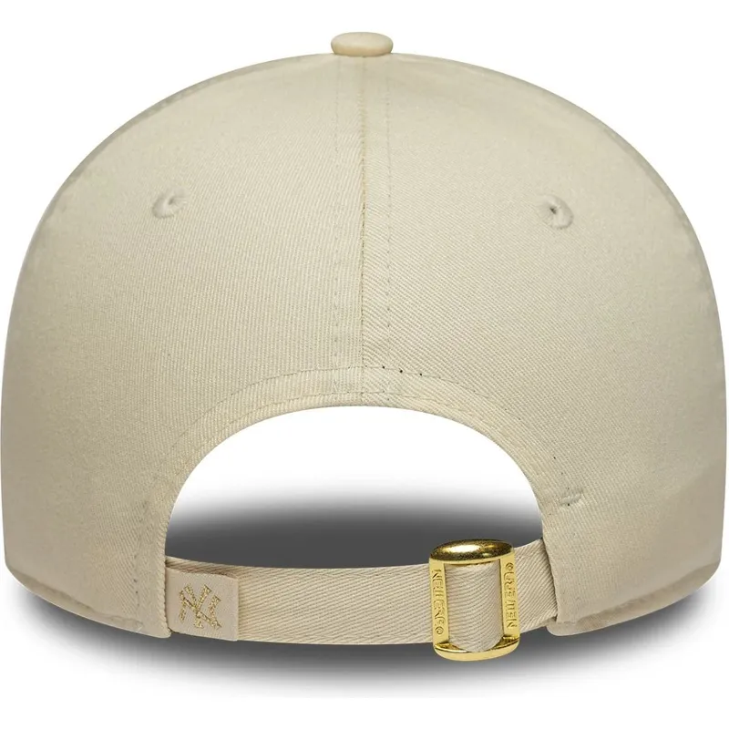 petten-gebogen-beige-verstelbaar-9forty-sequin-wordmark-van-new-york-yankees-mlb-van-new-era
