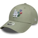 petten-gebogen-groen-verstelbaar-9forty-floral-icon-van-los-angeles-dodgers-mlb-van-new-era