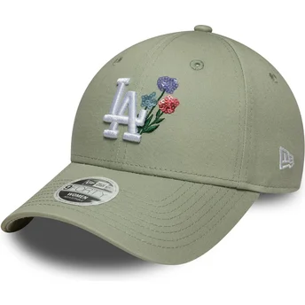 Petten gebogen groen verstelbaar 9FORTY Floral Icon van Los Angeles Dodgers MLB van New Era