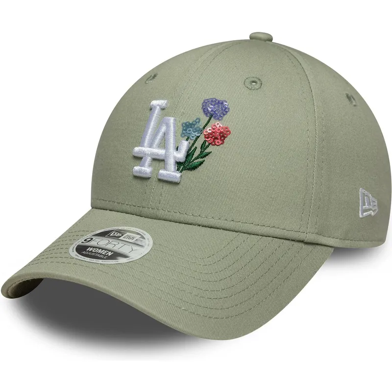 petten-gebogen-groen-verstelbaar-9forty-floral-icon-van-los-angeles-dodgers-mlb-van-new-era